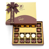 Carians Assorted Chocolate Gold Gift Box, Brown Ribbon